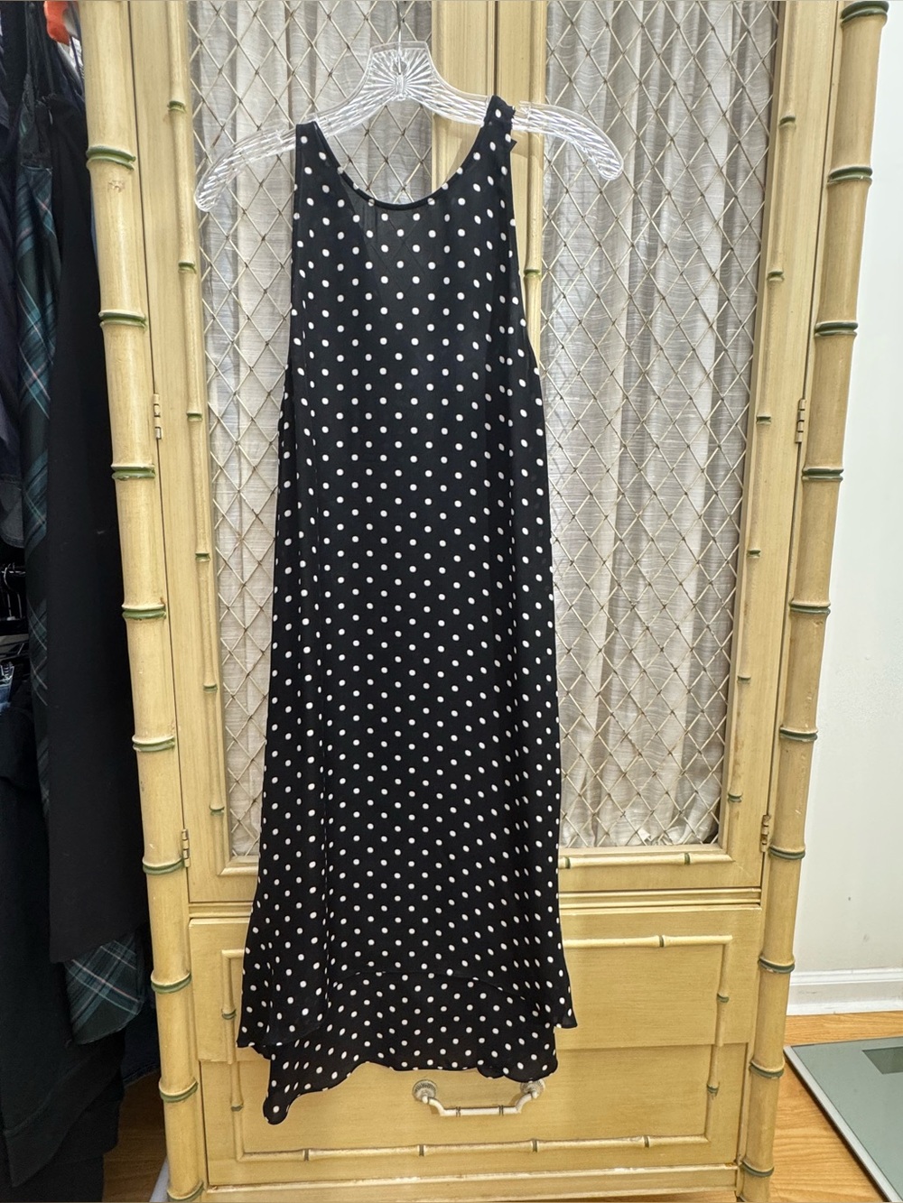 Theory Polka Dot Bias Cut Silk Sleeveless Midi Dress